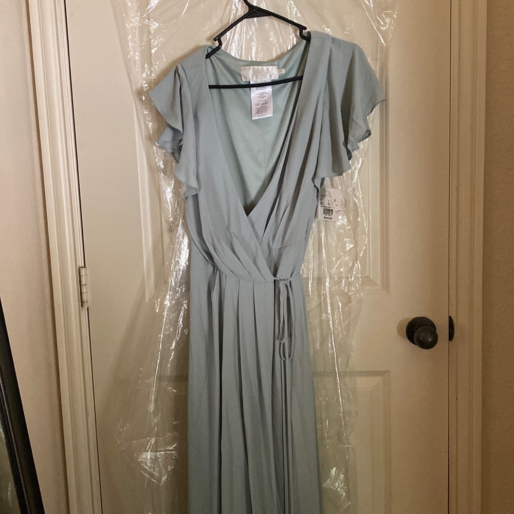 David’s Bridal Sage Green Wrap Dress